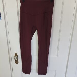Lululemon Maroon All The Right Places Crop Athleisure Tights